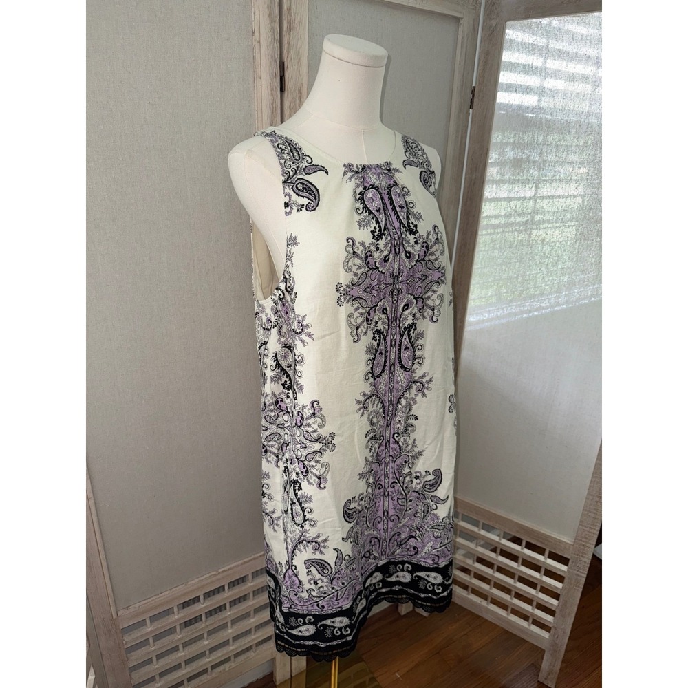 LOFT Paisley Print Dress Sleeveless Casual Dress Sun Dress Tank Dress Size 10 - Picture 4 of 10